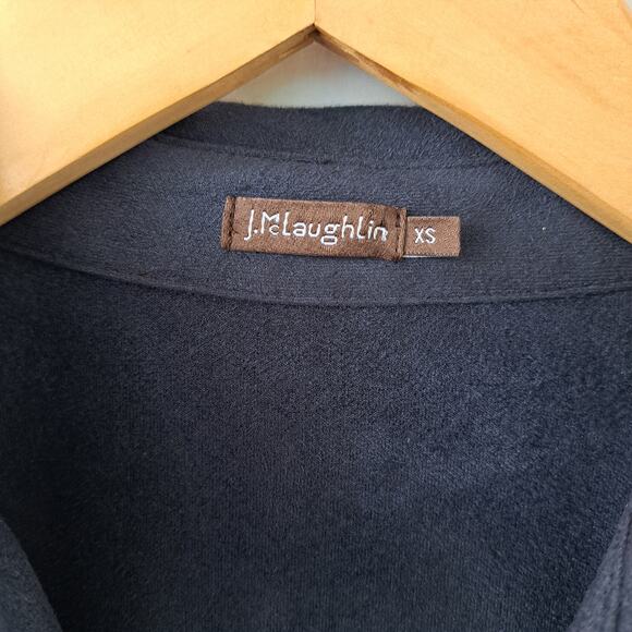 J McLaughlin Ilyia Navy Blue Faux Suede Shirt Dress Size XS - Picture 7 of 10